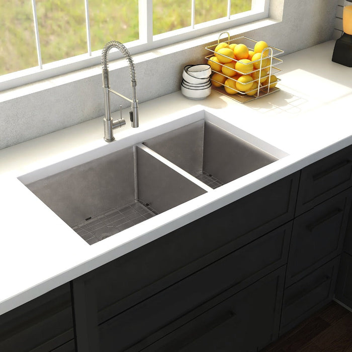 ZLINE Chamonix 36 in. Undermount Double Bowl Stainless Steel Kitchen Sink with Bottom Grid (SR60D-36)