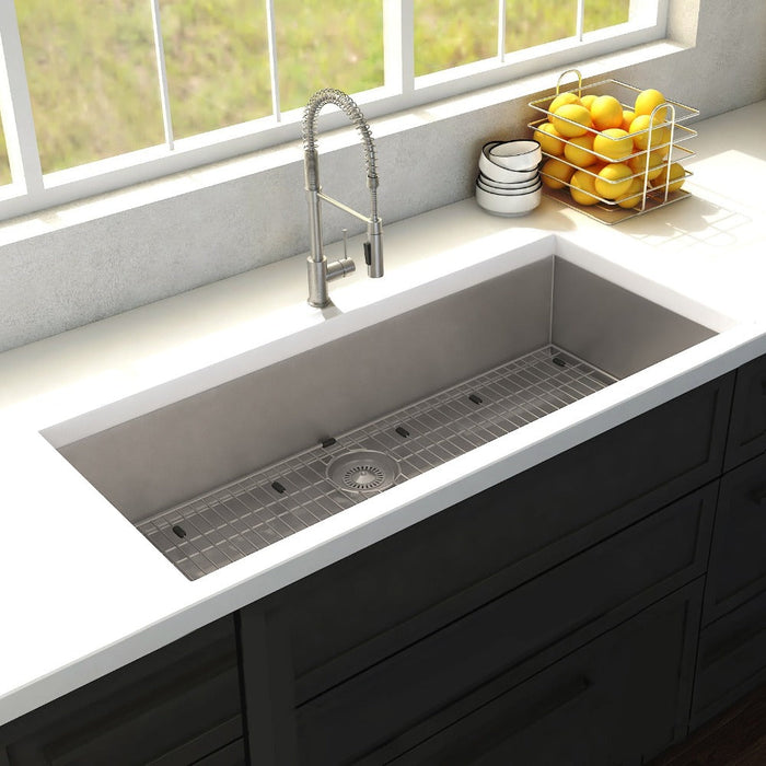 ZLINE Meribel 36 in. Undermount Single Bowl Stainless Steel Kitchen Sink with Bottom Grid (SRS-36)