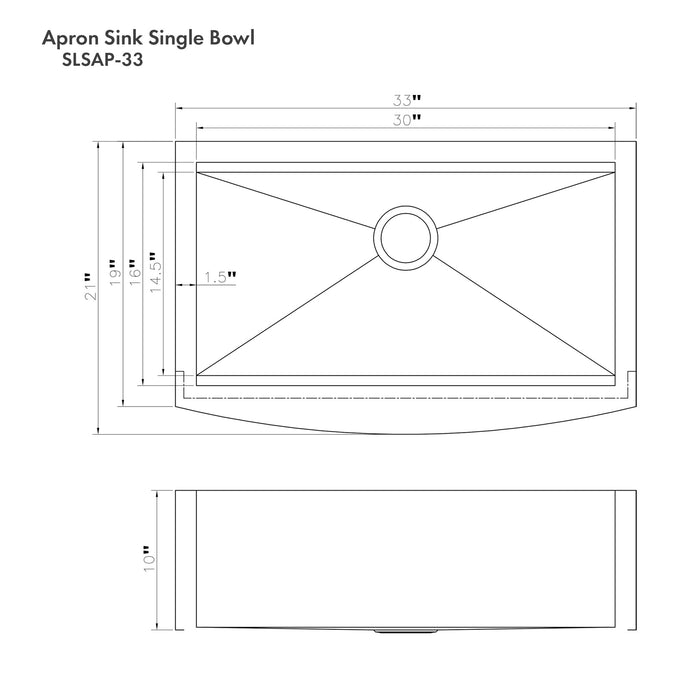 ZLINE Moritz 33 in. Farmhouse Apron Mount Single Bowl Stainless Steel Kitchen Sink with Bottom Grid and Accessories (SLSAP-33)