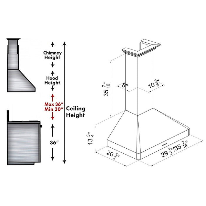 ZLINE Wall Mount Range Hood in Fingerprint Resistant Stainless Steel (8KF2S)