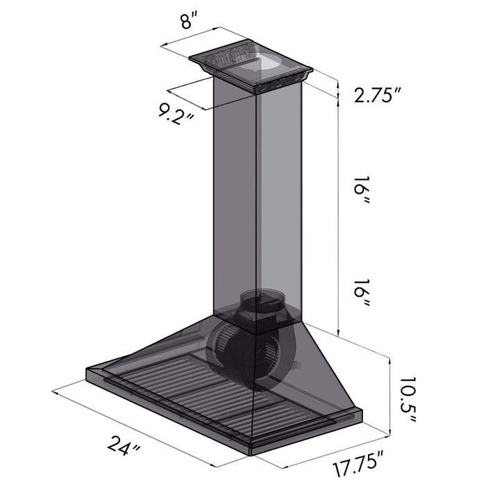 ZLINE Ducted Vent Wall Mount Range Hood in Stainless Steel with Built-in CrownSound Bluetooth Speakers (KBCRN-BT)