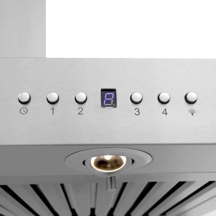 ZLINE Wall Mount Range Hood In Stainless Steel With Built-In CrownSound Bluetooth Speakers (KECRN-BT)