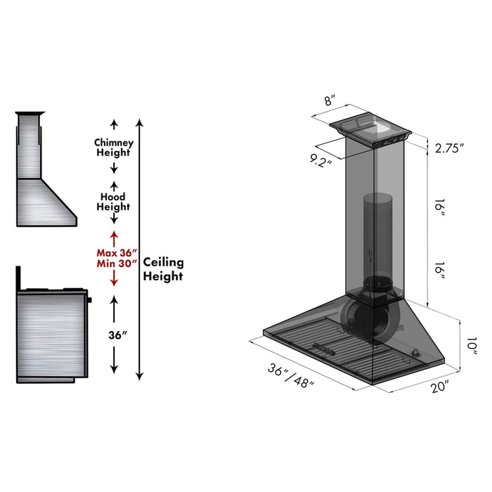 ZLINE Ducted Vent Wall Mount Range Hood in Stainless Steel with Built-in CrownSound Bluetooth Speakers (KL2CRN-BT)