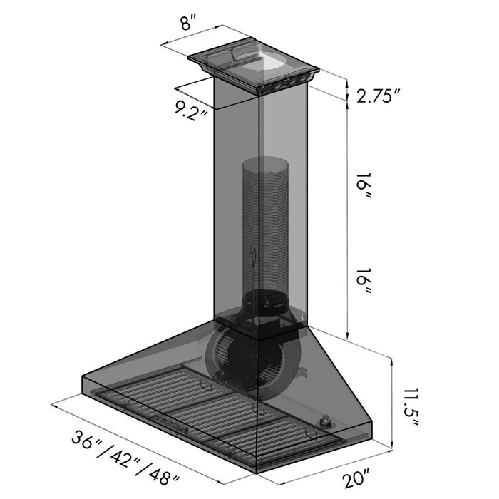 ZLINE Ducted Vent Wall Mount Range Hood in Stainless Steel with Built-in CrownSound Bluetooth Speakers (KL3CRN-BT)