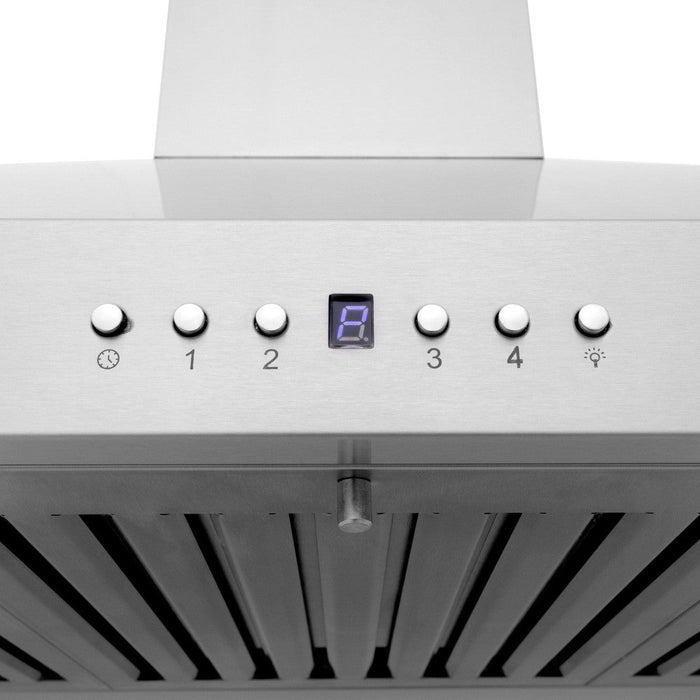 ZLINE Ducted Vent Wall Mount Range Hood in Stainless Steel with Built-in CrownSound Bluetooth Speakers (KL3CRN-BT)