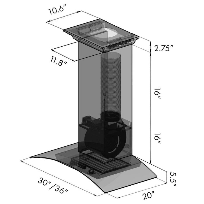 ZLINE Wall Mount Range Hood in Stainless Steel with Built-in CrownSound Bluetooth Speakers (KZCRN-BT)