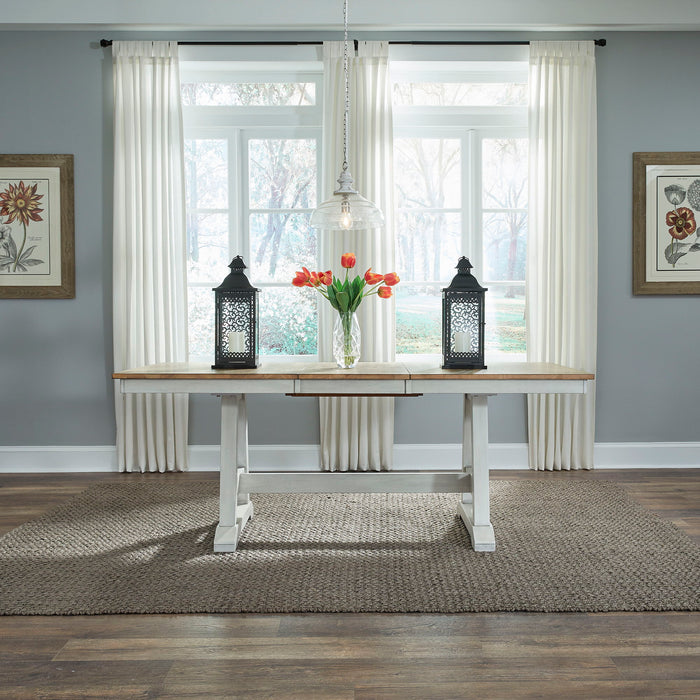 Lindsey Farm - Trestle Table - Weathered White