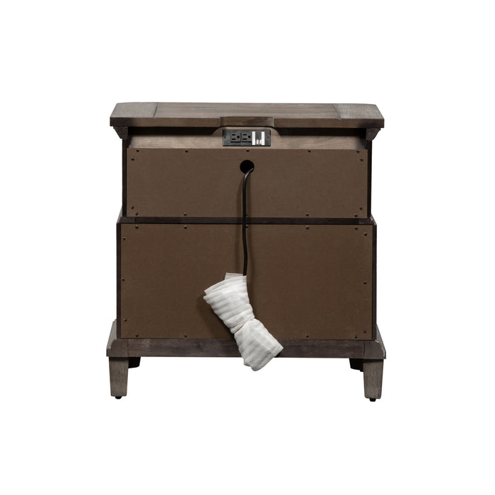 Artisan Prairie - 2 Drawer Night Stand With Charging Station - Dark Brown