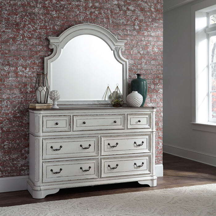 Magnolia Manor - Upholstered Sleigh Bed, Dresser & Mirror