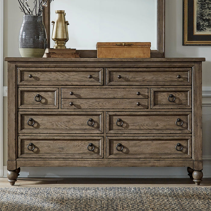 Americana Farmhouse - 9 Drawer Dresser - Light Brown