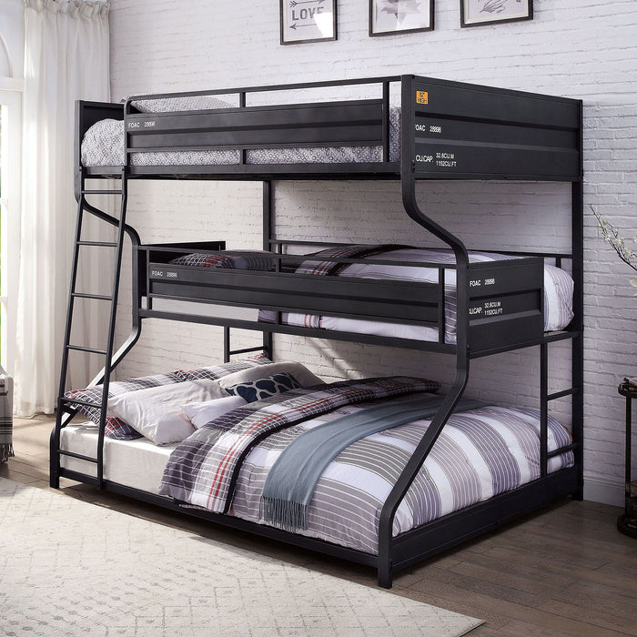 Lodida - Full/Twin/Queen Triple Decker Bed - Black