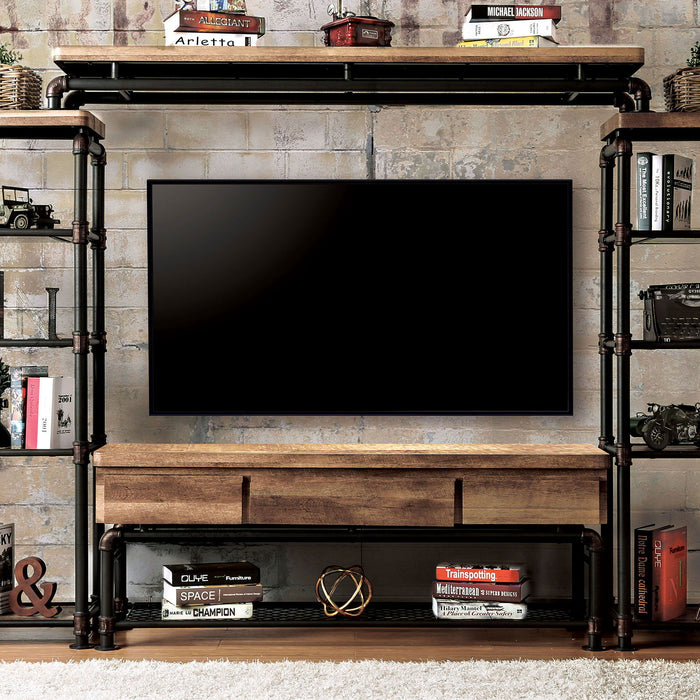 Kebbyll - Tv Stand - Antique Black / Natural Tone