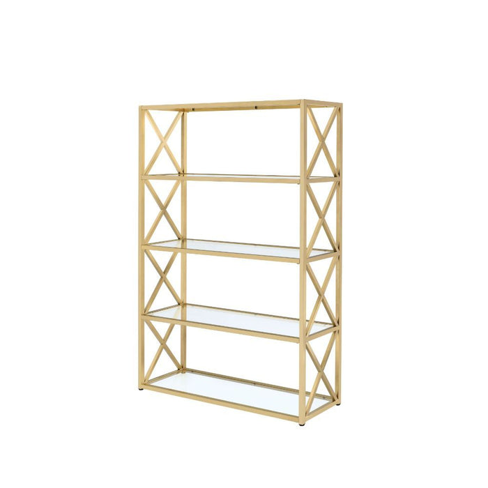 Milavera - Bookshelf - Gold & Clear Glass - 72"