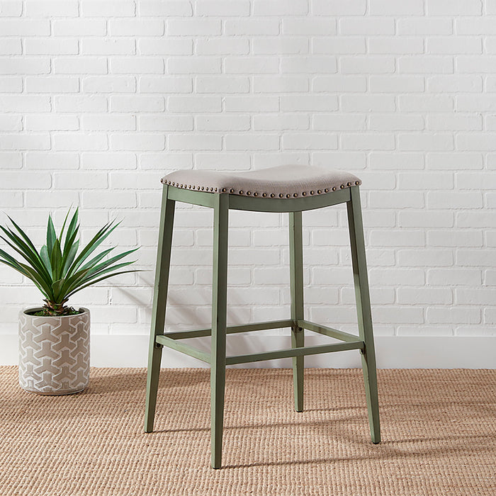 Vintage Series - Backless Upholstered Barstool - Green