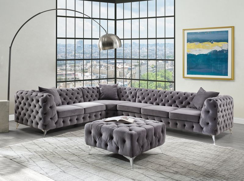 Wugtyx - Sectional Sofa - Dark Grayvelvet - 29"