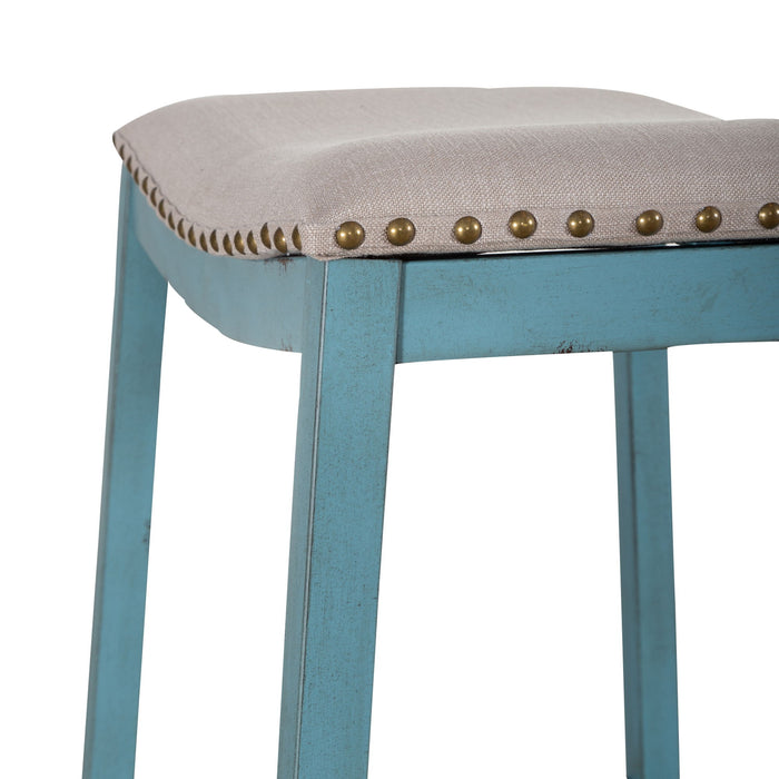 Vintage Series - Backless Upholstered Barstool - Blue