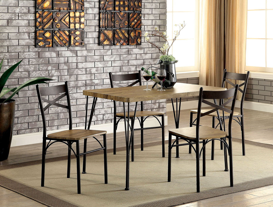 Banbury - 5 Piece 43" Dining Table Set - Dark Bronze / Natural