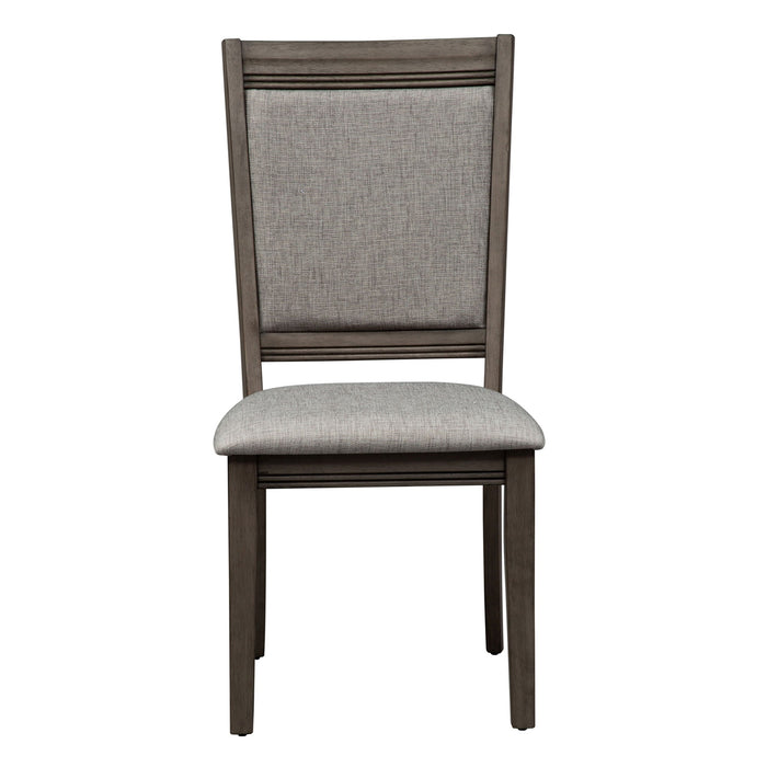 Tanners Creek - 5 Piece Leg Table Set - Dark Gray - Upholstered Chairs