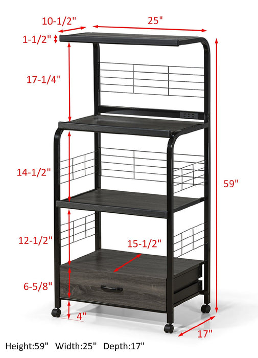 Kitchen Shelf On Casters - Black