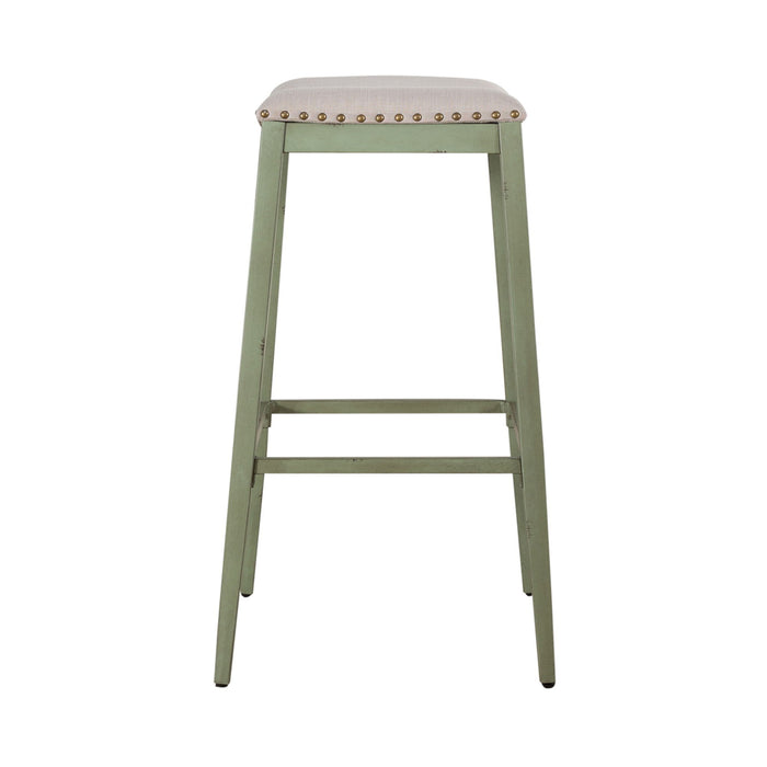 Vintage Series - Backless Upholstered Barstool - Green