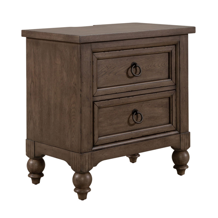 Americana Farmhouse - King Shelter Bed, Dresser & Mirror, Chest, Night Stand - Light Brown