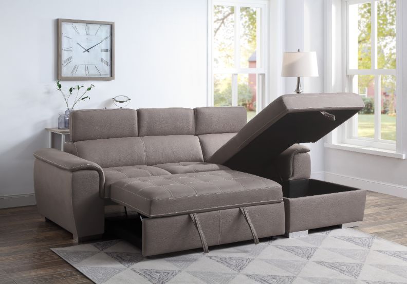 Haruko - Sectional Sofa - Light Brown Fabric