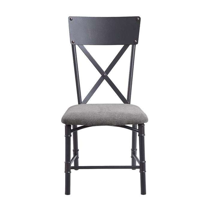 Edina - Side Chair - Gray Fabric, Oak & Sandy Black Finish