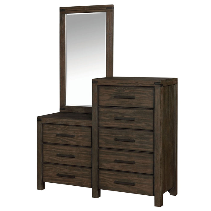 Rexburg - 8-Drawer Dresser Mirror - Wire-Brushed Rustic Brown