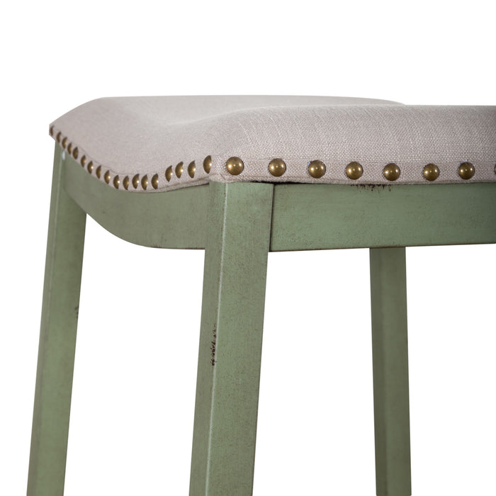 Vintage Series - Backless Upholstered Barstool - Green