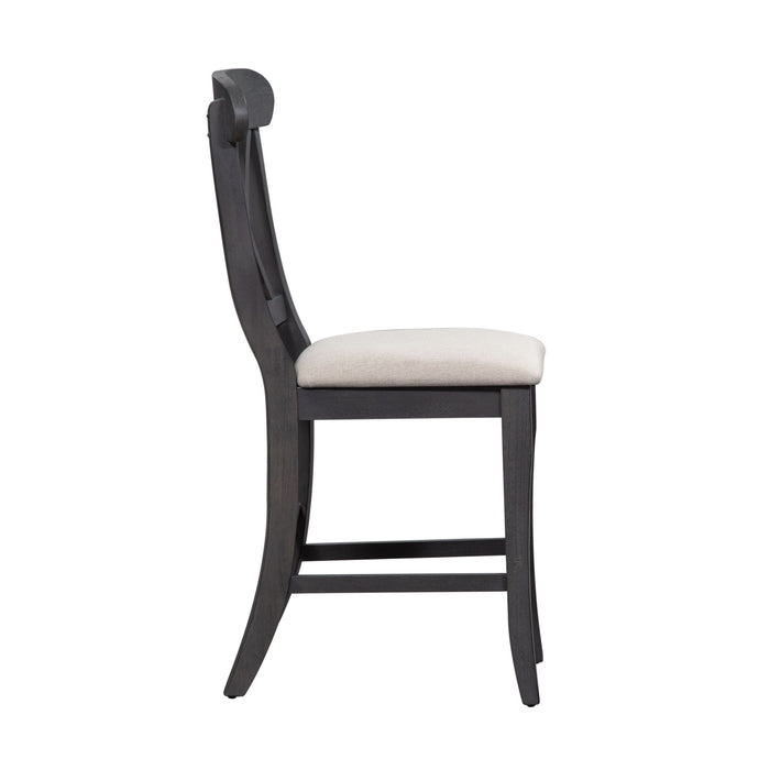 Ocean Isle - Upholstered X Back Counter Chair - Dark Gray