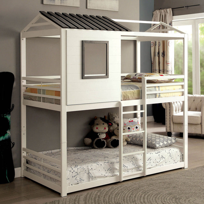 Stockholm - Twin/Twin Bunk Bed - White / Gun Metal