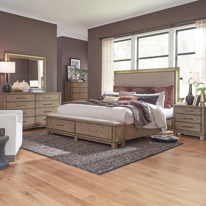 Canyon Road - King Storage Bed, Dresser & Mirror, Chest, Night Stand - Light Brown