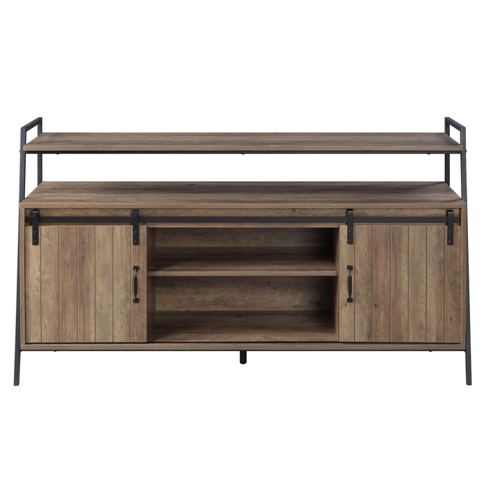 Rashawn TV Stand - Rustic Oak & Black Finish