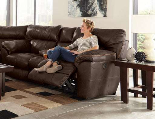 Catnapper Milan Power Lay Flat Reclining Console Loveseat in Chocolate 64349 image