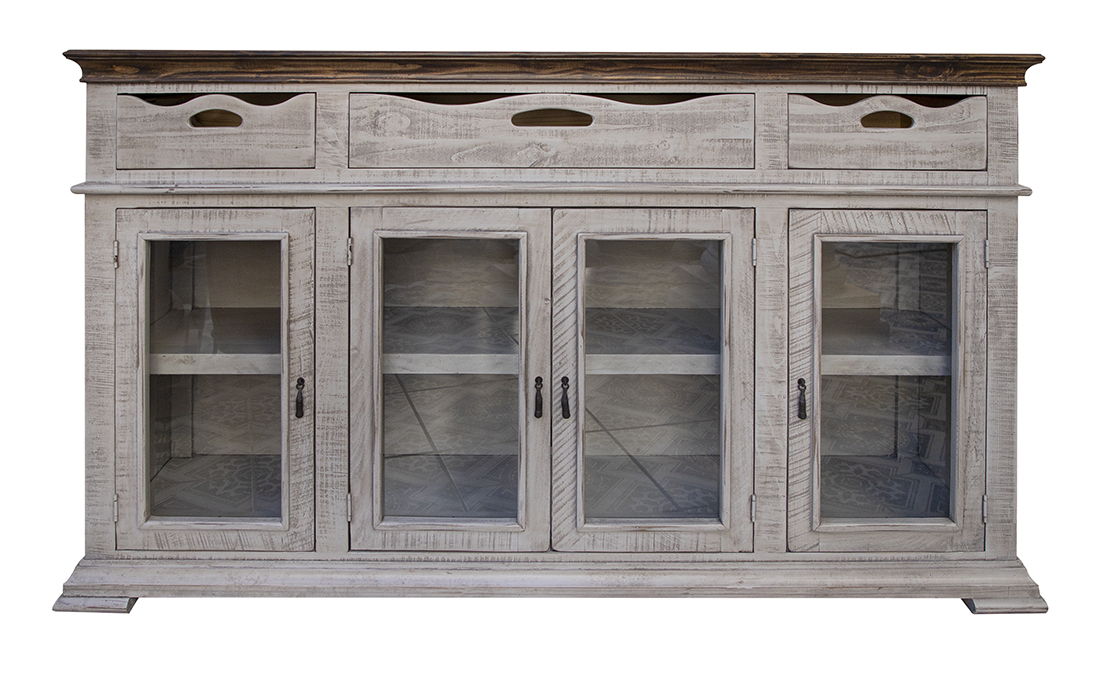 Gray - Console With 3 Drawers 4 Doors