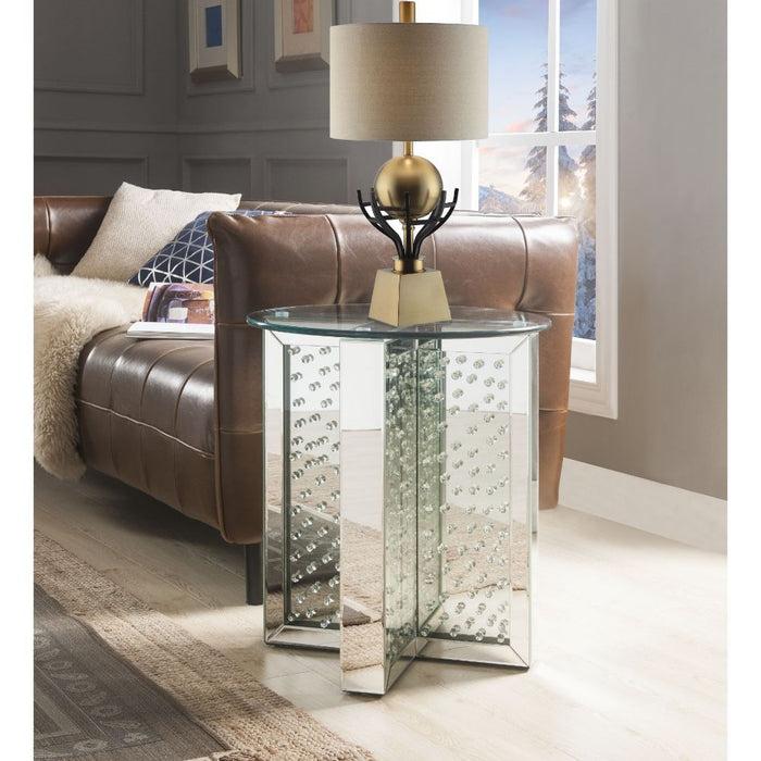 Nysa - End Table - Mirrored & Faux Crystals - 23"