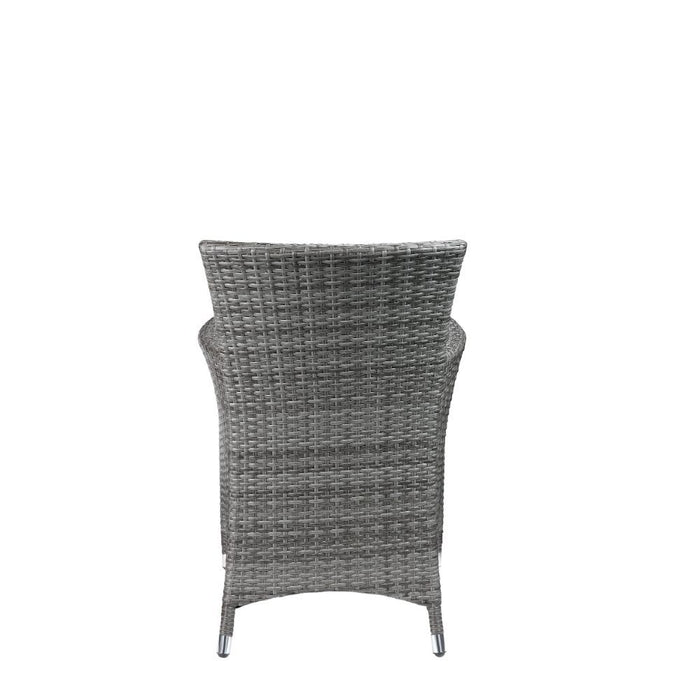 Tashelle - Patio Bistro Set - Gray Fabric & Gray Wicker