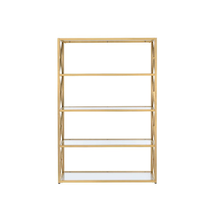 Milavera - Bookshelf - Gold & Clear Glass - 72"