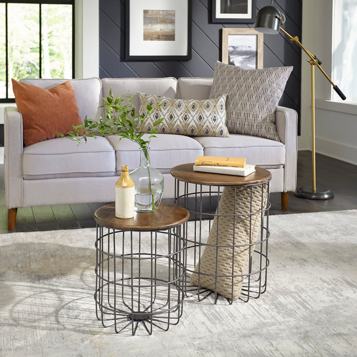 Costello - Nesting Caged Accent Tables - Dark Brown