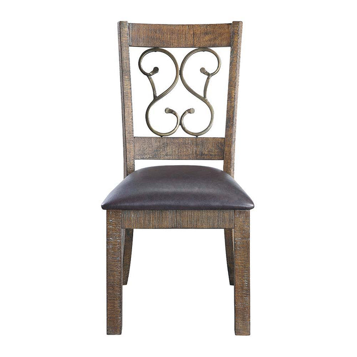 Raphaela - Side Chair - Black PU & Weathered Cherry Finish