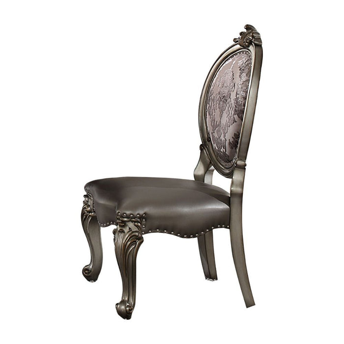 Versailles - Side Chair (Set of 2) - Silver PU & Antique Platinum