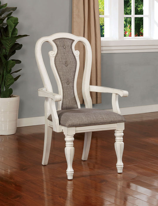 Leslie - Arm Chair(Set of 2) - White Wash / Ash Brown