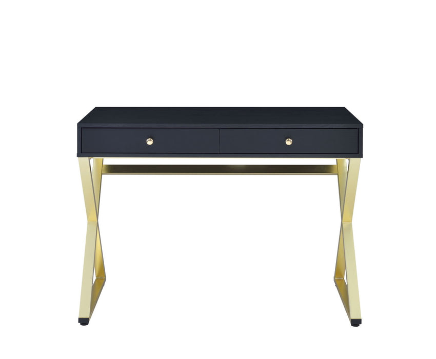 Coleen - Vanity Desk - Black & Brass Finish