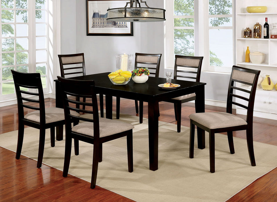 Fafnir - 7 Piece Dining Table Set - Espresso / Beige