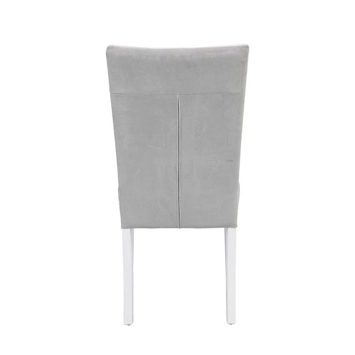 Elizaveta - Side Chair - Gray Velvet, Faux Crystal Diamonds &White High Gloss Finish