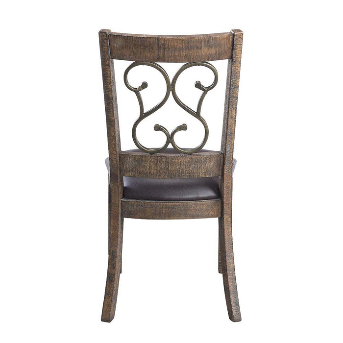 Raphaela - Side Chair - Black PU & Weathered Cherry Finish