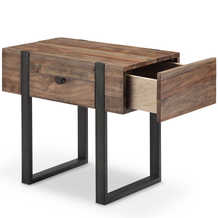 Prescott - Modern Reclaimed Wood Chairside End Table in Rustic Honey