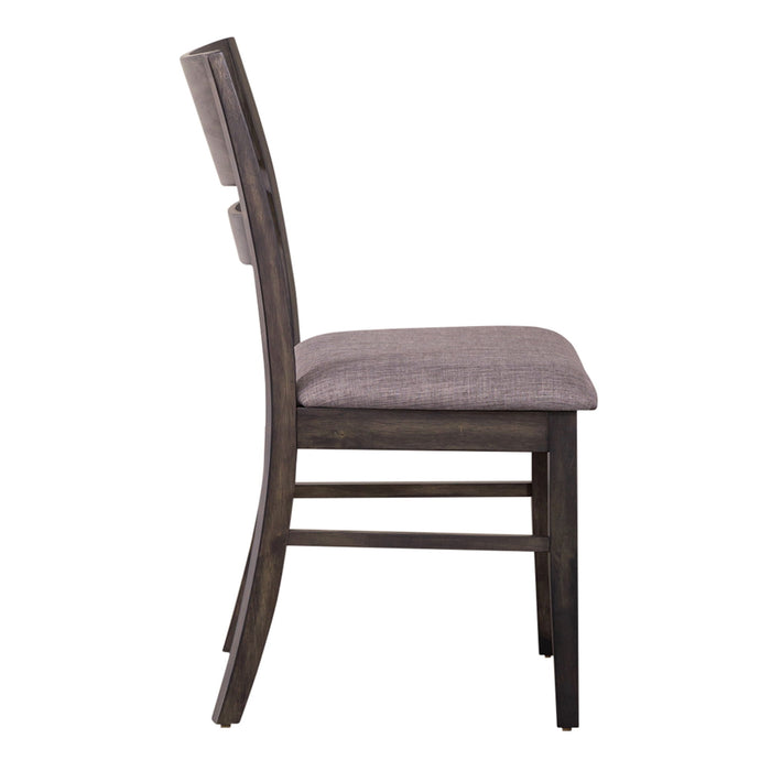 Anglewood - Slat Back Upholstered Side Chair - Dark Brown