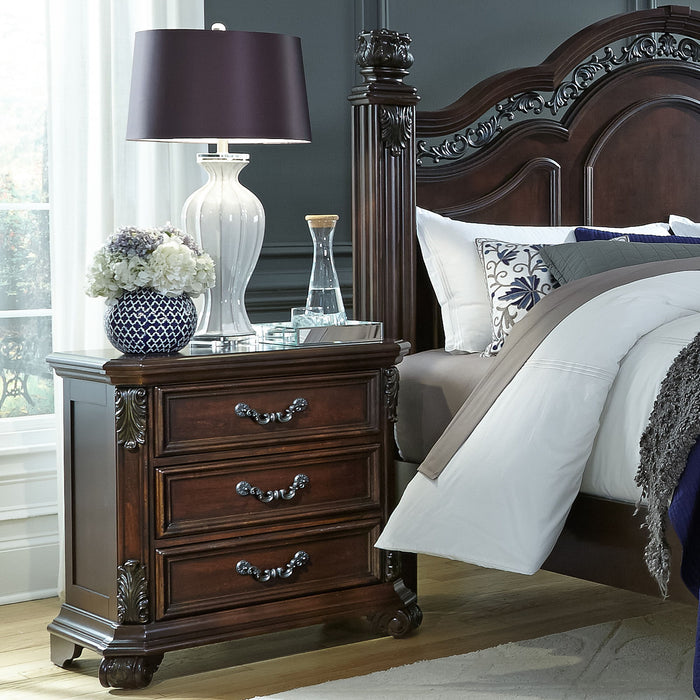 Messina Estates - 3 Drawer Night Stand - Dark Brown