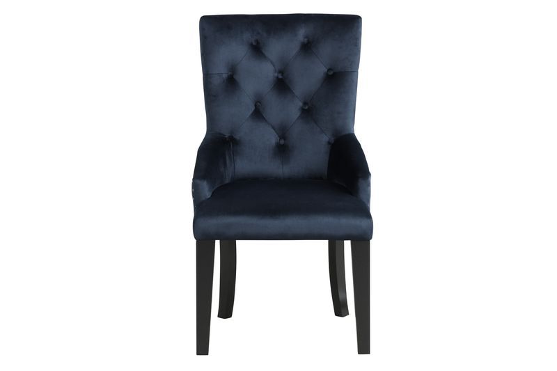 Varian II - Side Chair - Dark Navy Velvet & Black Finish